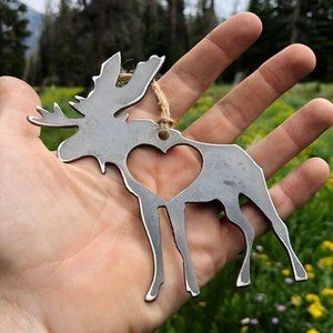 Rustic Moose Hanging Christmas Ornament Outdoor Tree Theme Made in the USA New